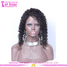 Wholesale high quality unprocessed virgin peruvian human hair deep curly full lace wigs for black women